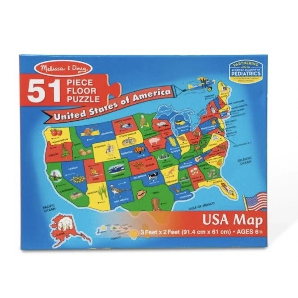 Melissa & Doug USA Map 51 Piece Floor Puzzle Geography 3ft x 2ft NEW